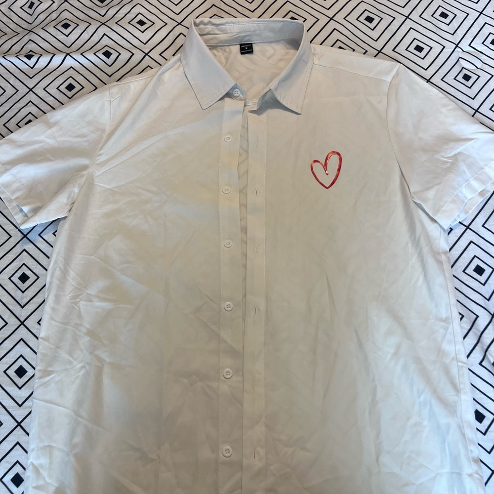 NFINITY White Shirt with Red Heart Embroidery